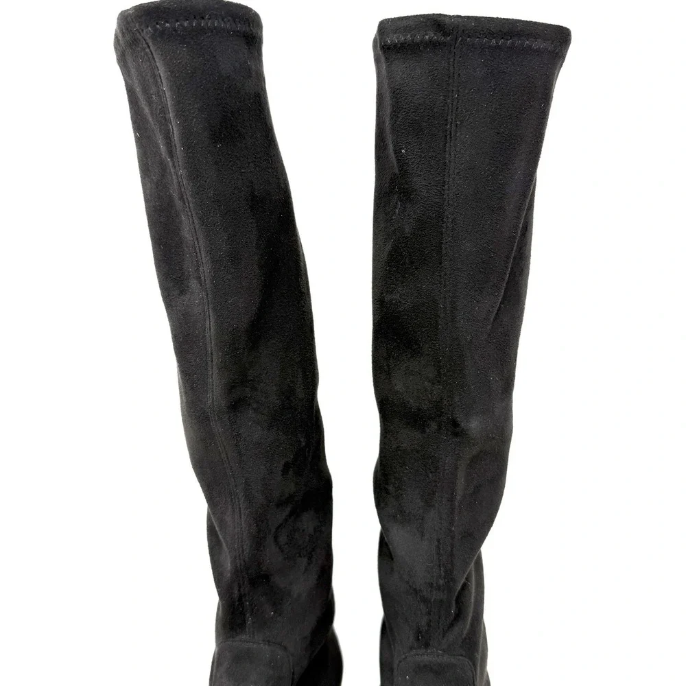Jon‎ Josef Merly Black Stretch Suede Pull On Knee-High Boots 6 Pointed Toe